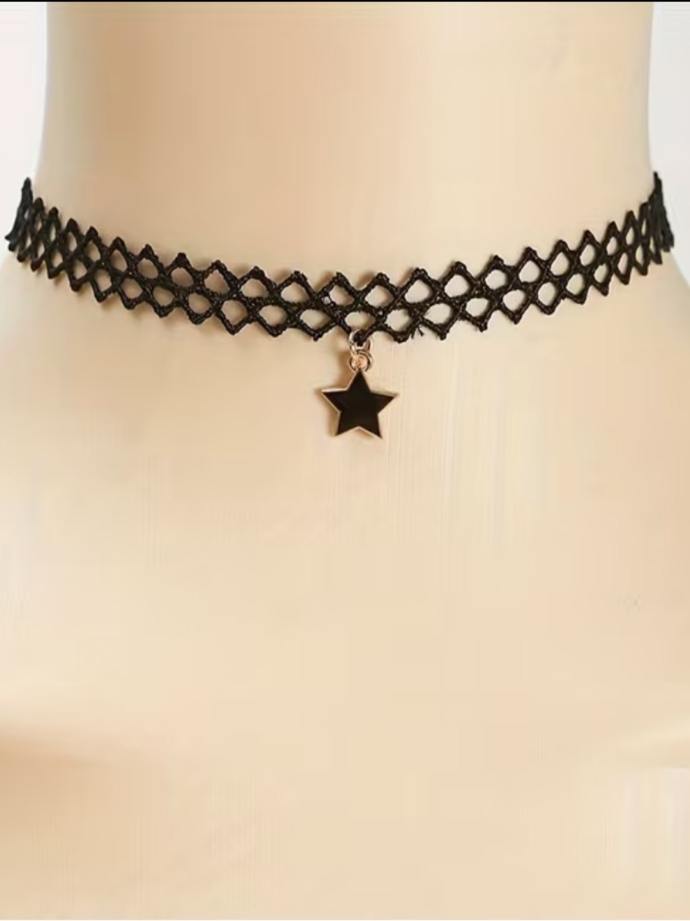 Black Lace Star Charm Choker Necklace - Women Jewelry